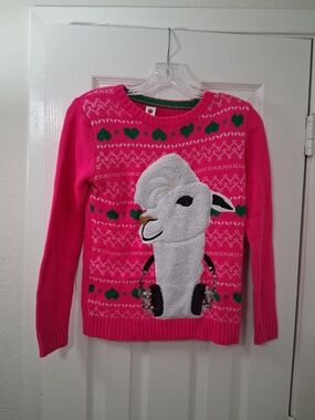 Total Girl Pink Llama Holiday Sweater - Girls L (14) - EUC🩷